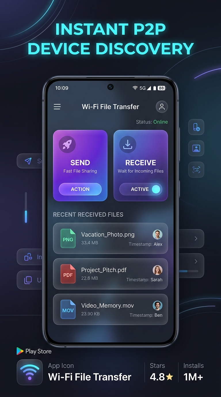 Tampilan utama aplikasi Wi-Fi File Transfer