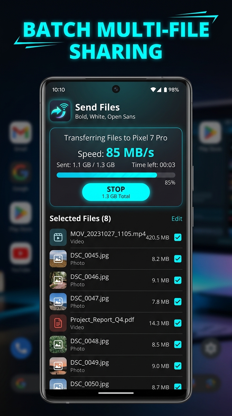 Screenshot proses kirim file